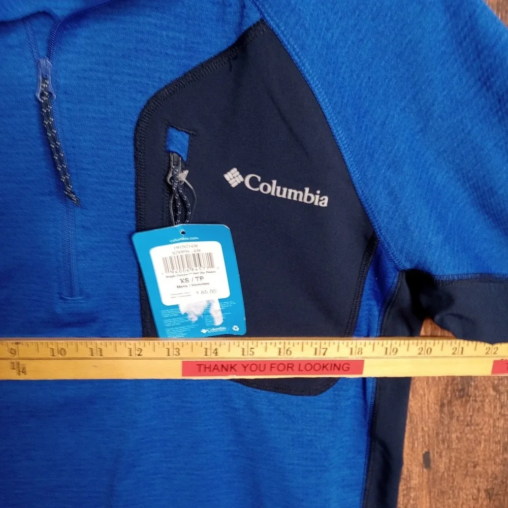 Columbia Single Canyon Half Zip Fleece Omni‎ Wick Long Sleeve Men's XS Blue